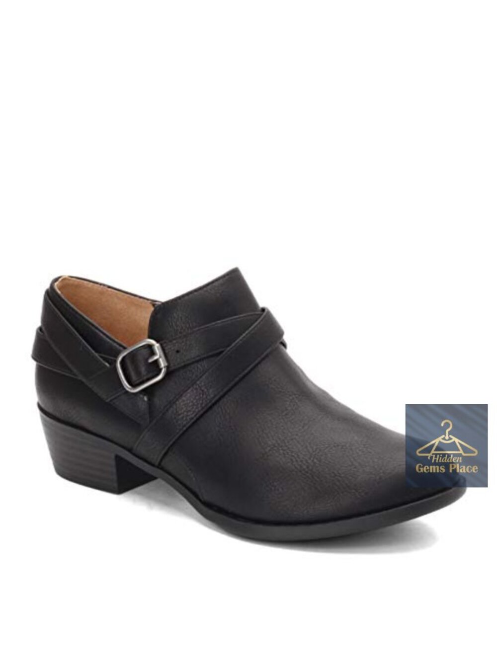 Women's Faux Leather Ankle Bootie Block Heel Wraparound Zip Work